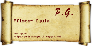 Pfister Gyula névjegykártya